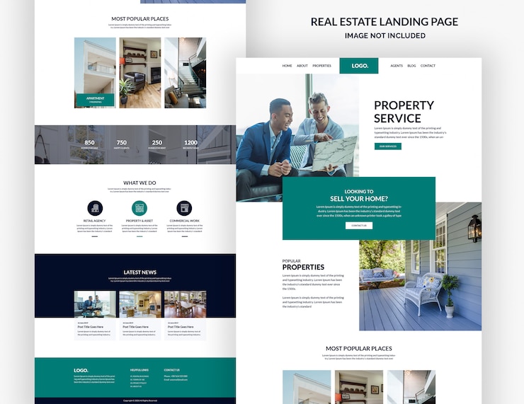 PSD modello di pagina del sito web immobiliare