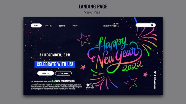 Modello di pagina di destinazione celebrativo del nuovo anno
