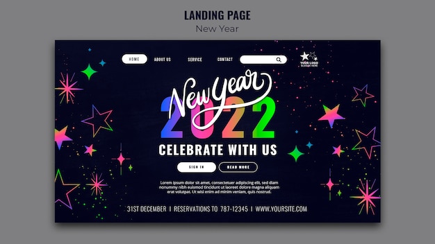 Modello di pagina di destinazione celebrativo del nuovo anno