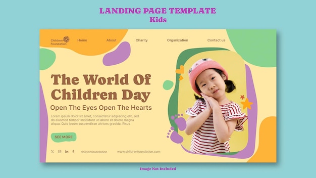 Modello di pagina di destinazione colore tavolozza giornata mondiale dei bambini