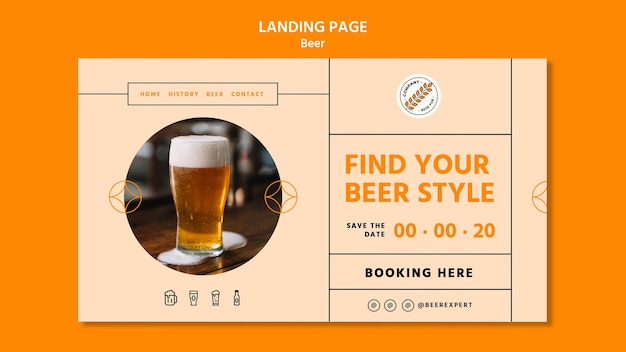 Modello di pagina di destinazione del concetto di birra