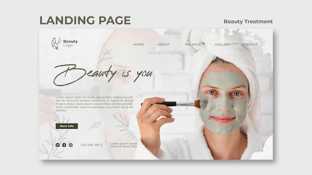 Modello di pagina di destinazione del concetto di trattamento di bellezza