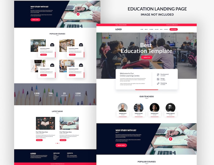 PSD modello di pagina di destinazione del corso di formazione