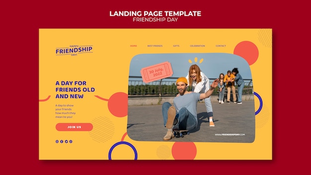 Modello di pagina di destinazione del giorno dell'amicizia con design a cerchi