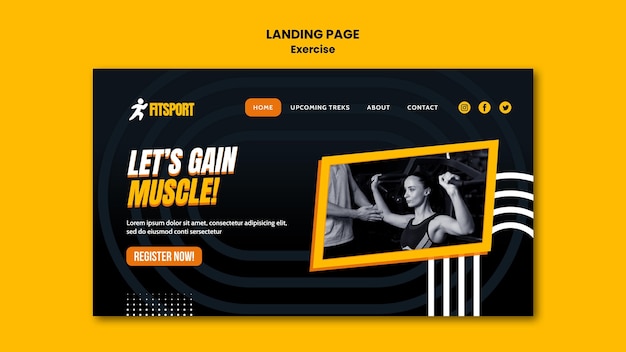 Modello di pagina di destinazione del guadagno muscolare