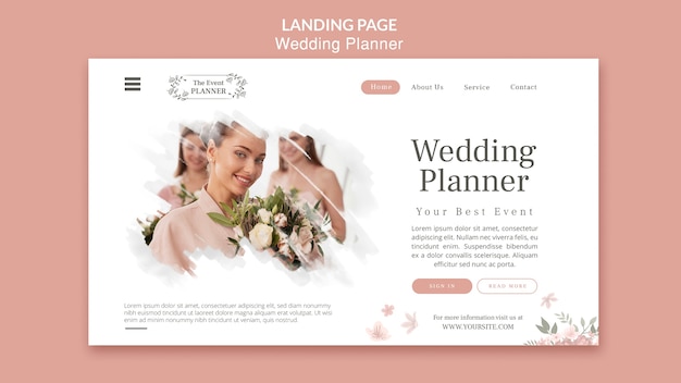Modello di pagina di destinazione del pianificatore di matrimoni