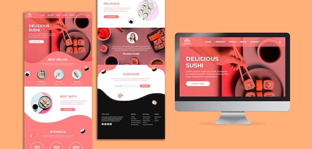 Modello di pagina di destinazione delizioso sushi