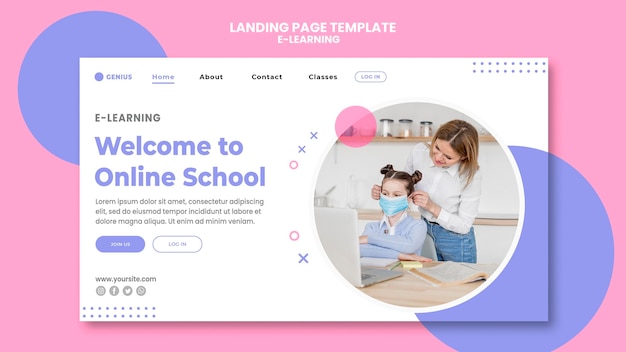 Modello di pagina di destinazione dell'annuncio di e-learning