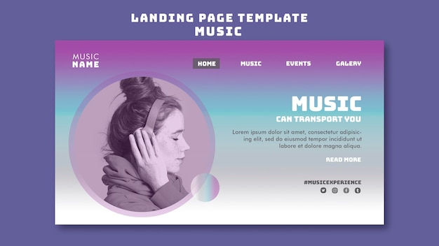 Modello di pagina di destinazione dell'esperienza musicale