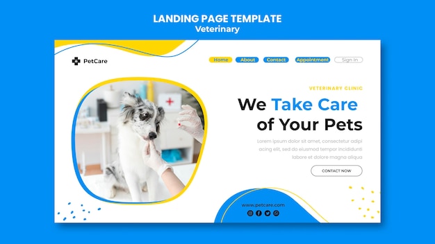 Modello di pagina di destinazione della clinica veterinaria