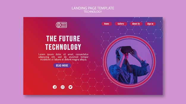 Modello di pagina di destinazione della tecnologia