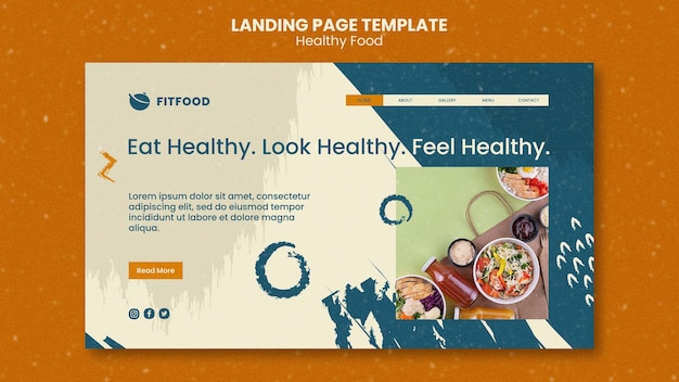 Modello di pagina di destinazione di cibo sano
