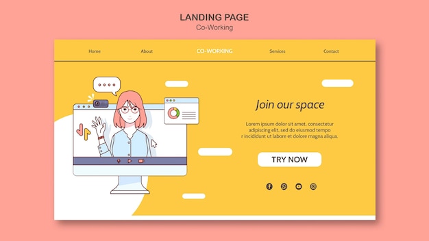 Modello di pagina di destinazione di co-working