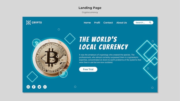 Modello di pagina di destinazione di criptovaluta