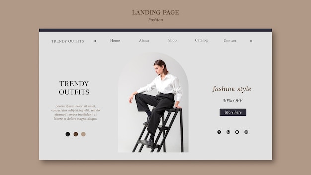 Modello di pagina di destinazione di moda con foto