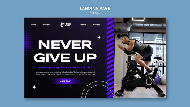 Modello di pagina di destinazione fitness design piatto