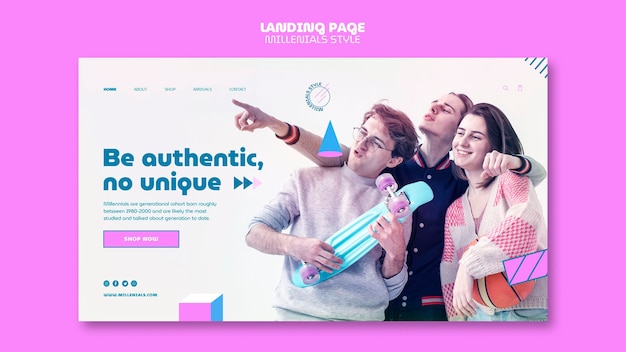 Modello di pagina di destinazione in stile Millennials
