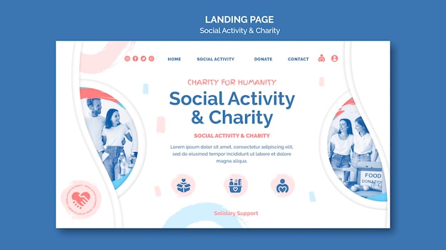Modello di pagina di destinazione per attività sociali e beneficenza