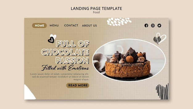 Modello di pagina di destinazione per dolci al cioccolato