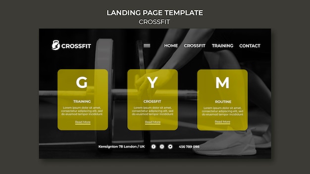 Modello di pagina di destinazione per esercizi di crossfit