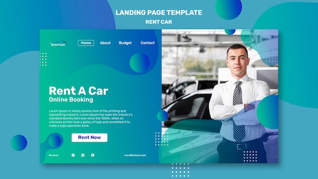 Modello di pagina di destinazione per l'autonoleggio dal design piatto