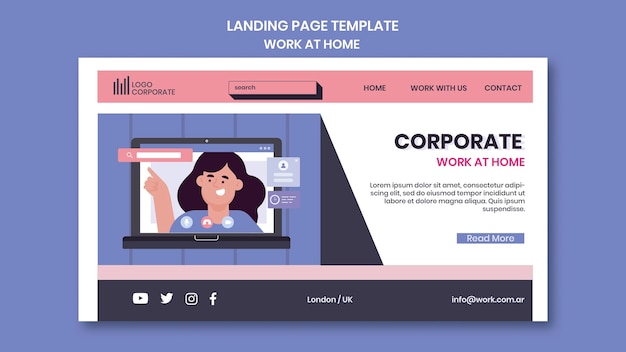Modello di pagina di destinazione per lavorare da casa