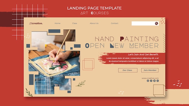 Modello di pagina di destinazione per lezioni di pittura