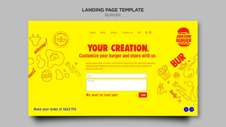 PSD modello di pagina di destinazione per ristorante di hamburger