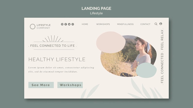 Modello di pagina di destinazione per un'azienda di stile di vita sano
