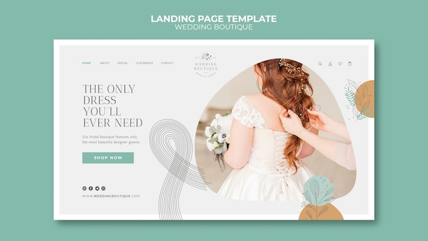 Modello di pagina di destinazione per un'elegante boutique di matrimoni