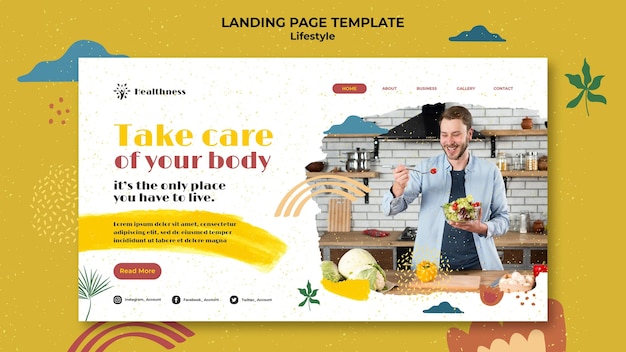 Modello di pagina di destinazione per uno stile di vita sano