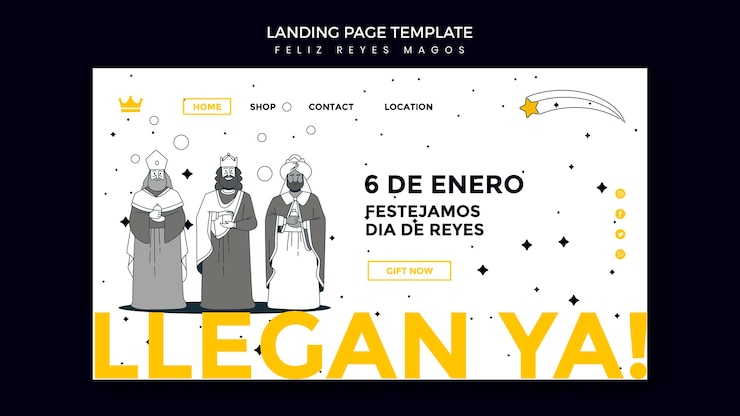 PSD modello di pagina di destinazione reyes magos