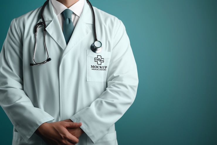 PSD modello di persona che indossa un'uniforme medica