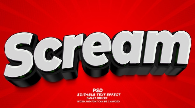 Modello di photoshop con effetto testo modificabile Scream 3d con sfondo