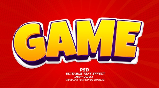 Modello di photoshop effetto testo modificabile gioco 3d con sfondo