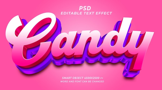 Modello di photoshop in stile testo modificabile Candy 3d