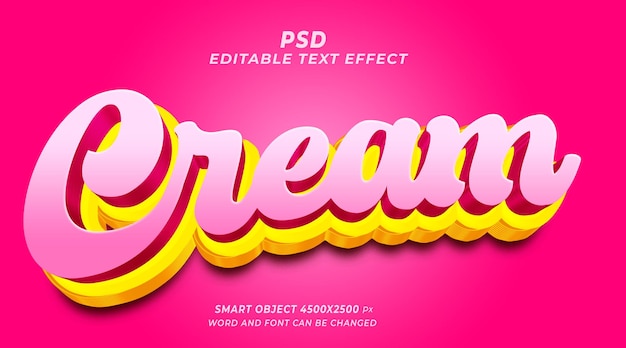 Modello di photoshop in stile testo modificabile color crema 3d