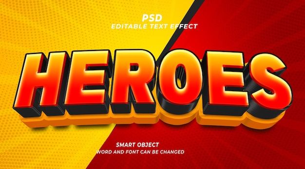 Modello di photoshop in stile testo modificabile Hero 3d