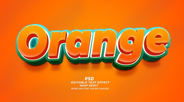 Modello di photoshop PSD effetto testo modificabile 3d arancione