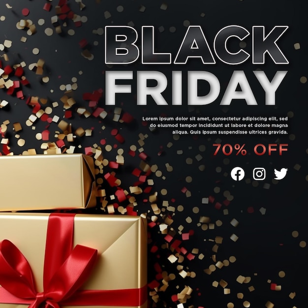 Modello di post banner web quadrato per social media PSD Black Friday