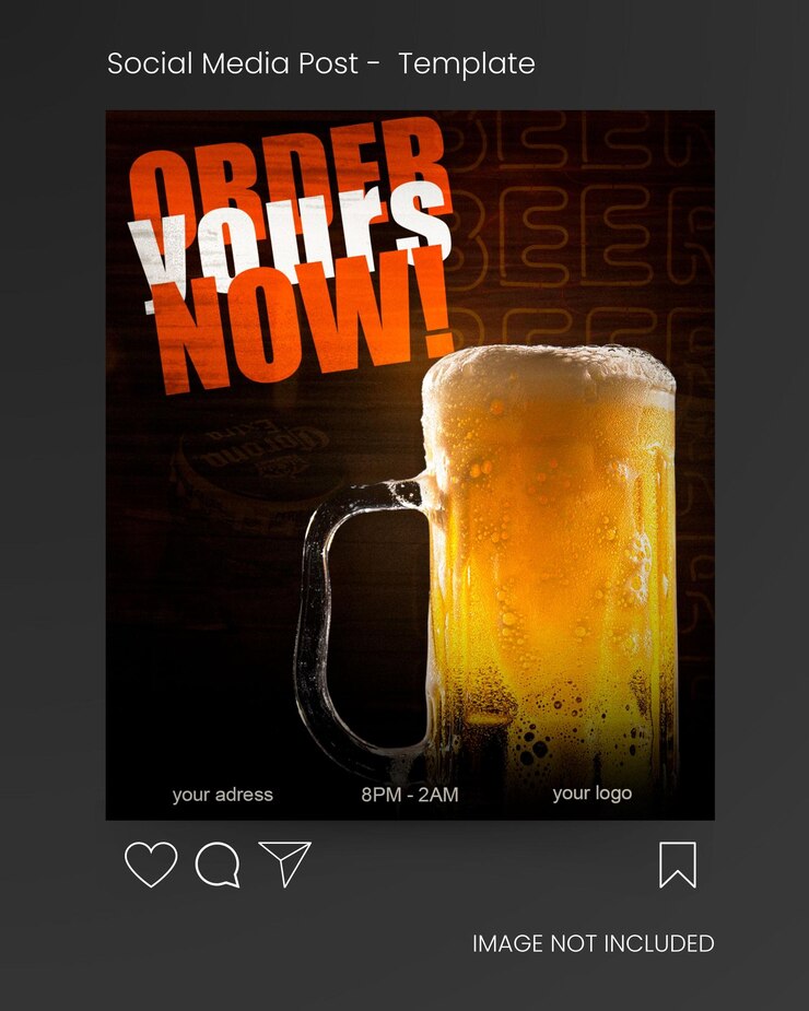 PSD modello di post di birra su instagram e social media