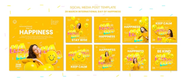 Modello di post di instagram di giorno di felicità