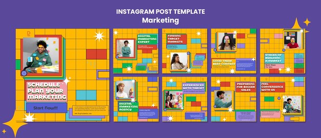 Modello di post di instagram di marketing retrò