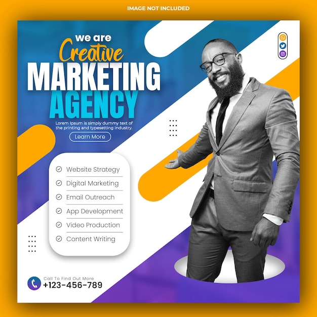 Modello di post di Instagram per agenzie di marketing digitale e social media aziendali