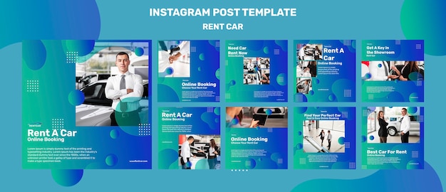Modello di post di instagram per l'autonoleggio dal design piatto