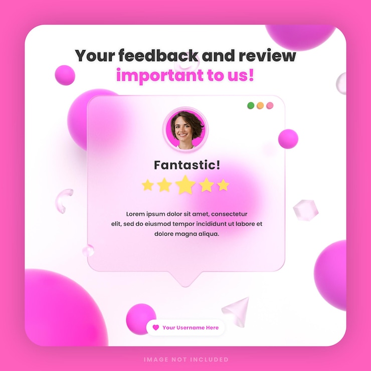 PSD modello di post di social media per social media con recensione di feedback dei clienti 3d o design di testimonianze con mockup