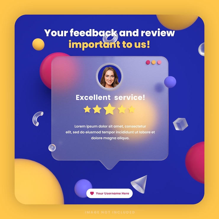 PSD modello di post di social media per social media con recensione di feedback dei clienti 3d o design di testimonianze con mockup