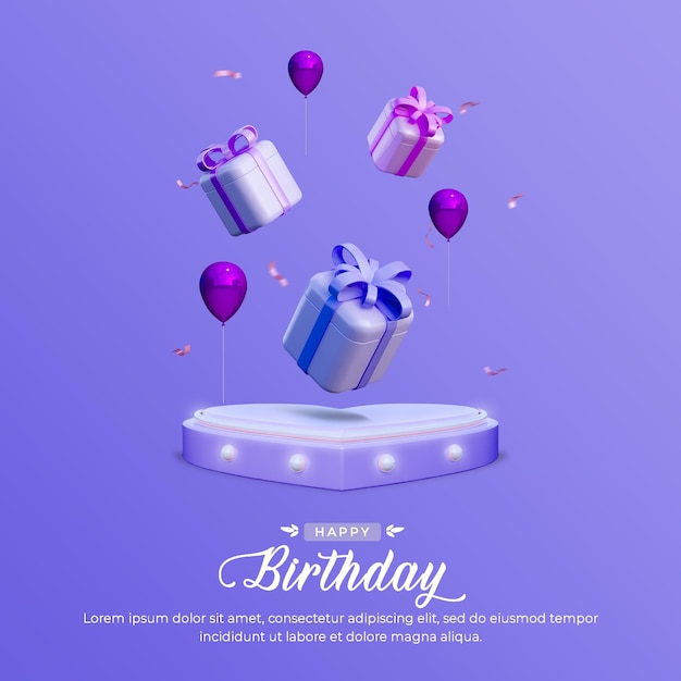 Modello di post instagram banner celebrazione di buon compleanno digitale