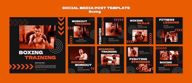 Modello di post instagram boxe design piatto