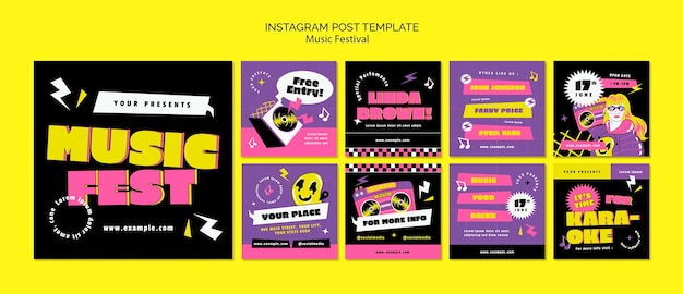 Modello di post instagram del festival musicale
